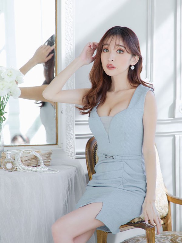 画像11: ワッフルノースリーブドレス/肌見せ/谷間見せ/背中見せ/タイト/ミニドレス/キャバドレス【S-Mサイズ/2カラー】[OF03] 【IM】 (11)