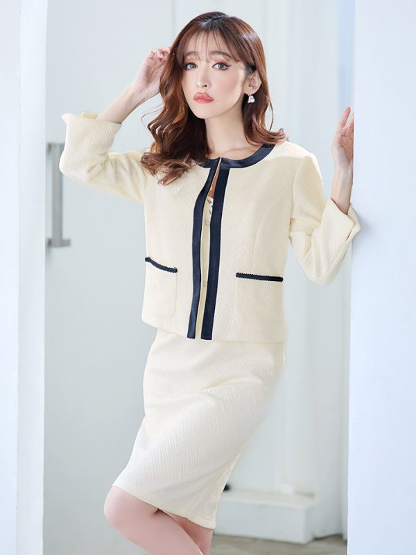 画像4: モノトーンジャケット/セットアップ/ミニドレス/キャバドレス【S-Mサイズ/2カラー】[OF03B] 【IM】 (4)