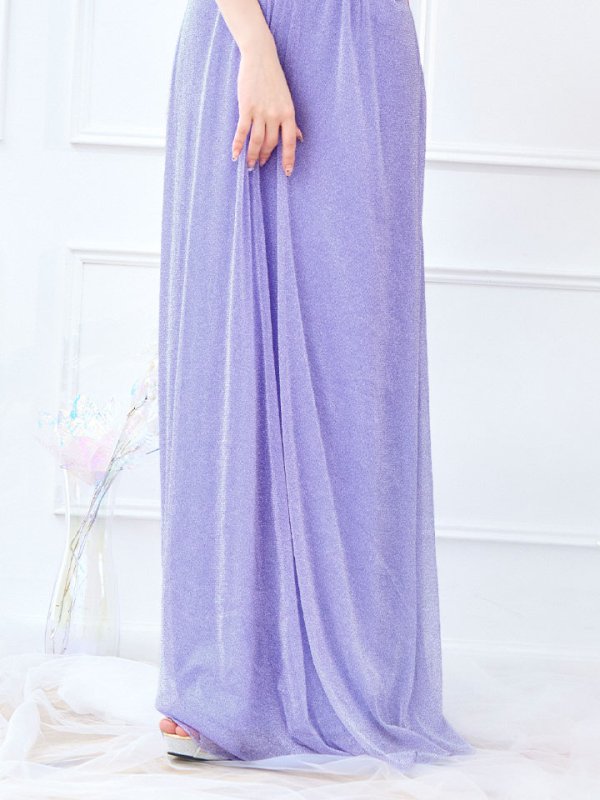 画像14: グリッターラメロングドレス/カシュクール/ノースリーブ/谷間見せ/背中隠し/キャバドレス【S-XLサイズ/2カラー】[OF03B] (14)