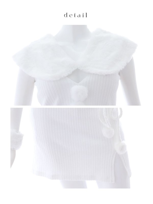 画像35: 【ノベルティ対象】【即日発送！】【サンタコス 4点セット】【XS-Lサイズ】ファーティペット付きニットセットアップサンタコスプレ(SLG001)(SFB001)[YMT] (35)