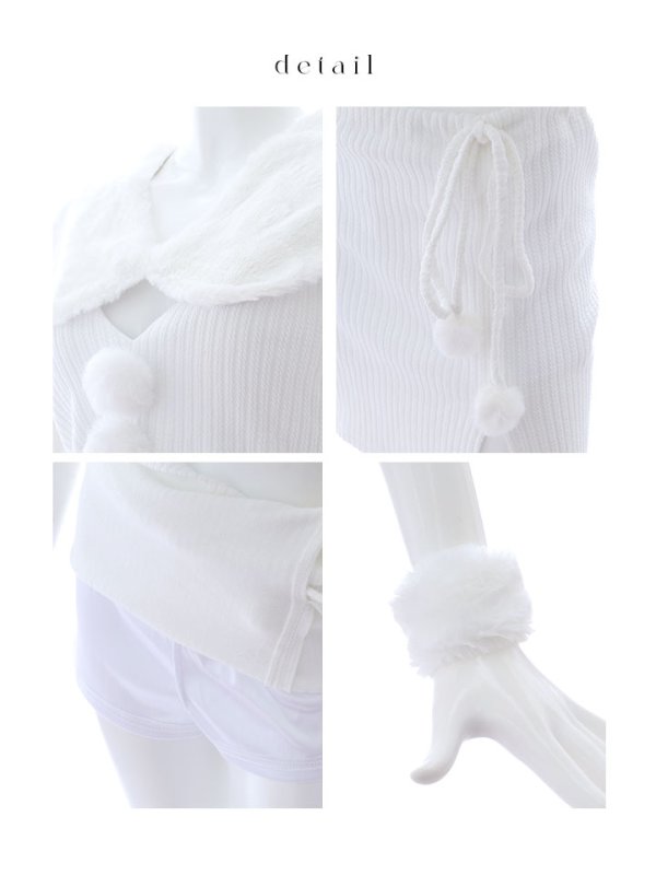 画像36: 【ノベルティ対象】【即日発送！】【サンタコス 4点セット】【XS-Lサイズ】ファーティペット付きニットセットアップサンタコスプレ(SLG001)(SFB001)[YMT] (36)