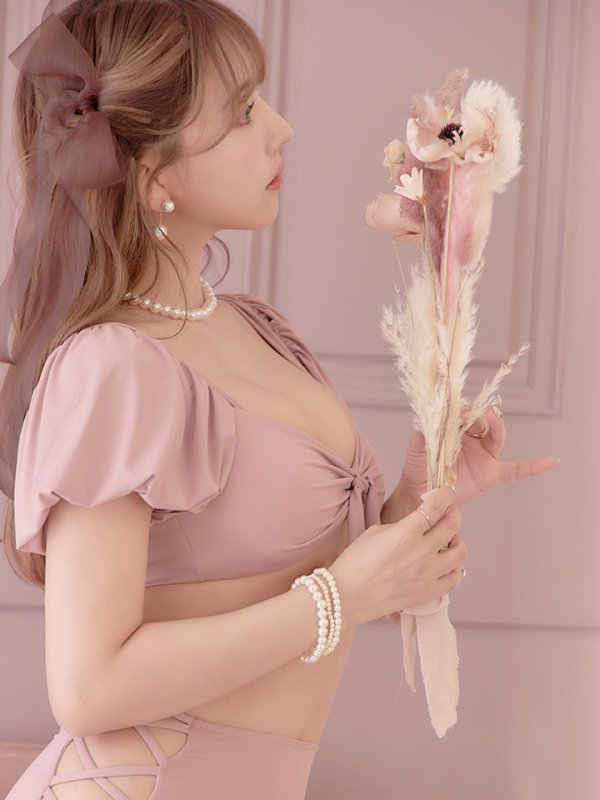 画像9: 【即日発送】【ビキニ】【水着】袖ありギャザーハイウエストビキニ[YMT] (9)