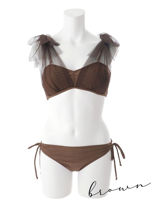画像46: 【即日発送】【ビキニ】【水着】チュールリボン バストアップ ビキニ 2点セット[YMT] (46)