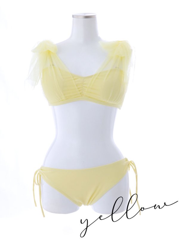 画像38: 【即日発送】【ビキニ】【水着】チュールリボン バストアップ ビキニ 2点セット[YMT] (38)
