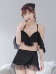 画像11: 【即日発送】【ビキニ】ドットシアーオフショルスカート付きビキニ 3点セット【水着】[YMT] (11)