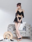 画像12: 【即日発送】【ビキニ】ドットシアーオフショルスカート付きビキニ 3点セット【水着】[YMT] (12)