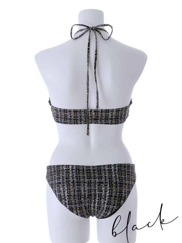 画像21: 【即日発送】【ビキニ】【水着】ツイードチェックホルターネックビキニ  2点セット[YMT]M252dzj (21)