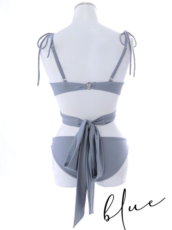 画像27: 【即日発送】【ビキニ】【水着】バッククロスリボンワンカラービキニ 2点セット [YMT] (27)