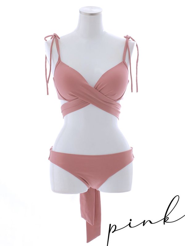 画像28: 【即日発送】【ビキニ】【水着】バッククロスリボンワンカラービキニ 2点セット [YMT] (28)