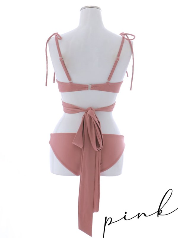 画像29: 【即日発送】【ビキニ】【水着】バッククロスリボンワンカラービキニ 2点セット [YMT] (29)