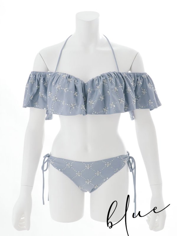 画像28: 【即日発送】【ビキニ】【水着】ビジューオフショルダーフリルビキニ 2点セット[YMT] (28)