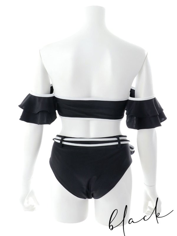 画像24: 【即日発送】【ビキニ】【水着】パイピングオフショルリボンビキニ 2点セット [YMT] (24)