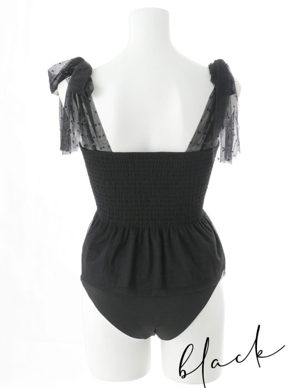 画像33: 【即日発送】【ビキニ】【水着】ドットチュールペプラムフリルビキニ 2点セット [YMT] (33)