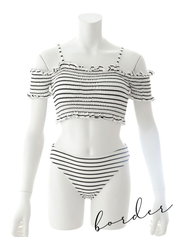 画像31: 【即日発送】【ビキニ】【水着】シャーリングオフショルビキニ  2点セット [YMT] (31)