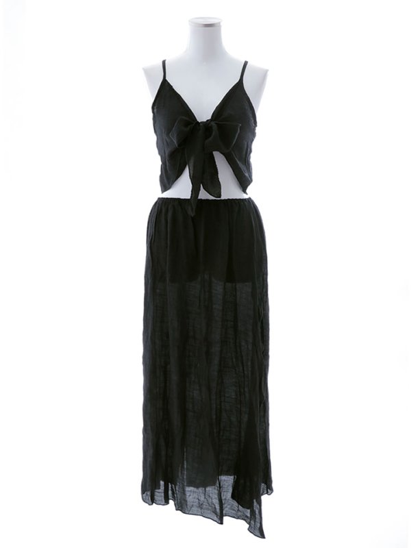 画像8: 【即日発送】【ビキニ】【水着小物：カーディガン】カバーアップトップ & ハイスプリット スカート [YMT] (8)