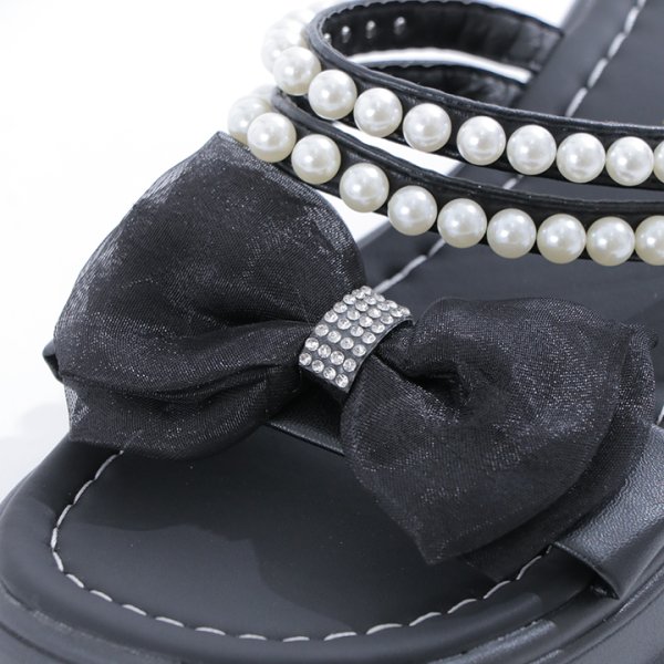 画像7: 【即日発送】【水着小物：ビーチサンダル】パール付き/ リボン/ 厚底サンダル[YMT] (7)