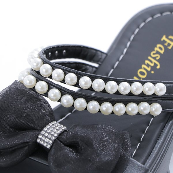 画像6: 【即日発送】【水着小物：ビーチサンダル】パール付き/ リボン/ 厚底サンダル[YMT] (6)