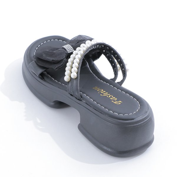 画像4: 【即日発送】【水着小物：ビーチサンダル】パール付き/ リボン/ 厚底サンダル[YMT] (4)