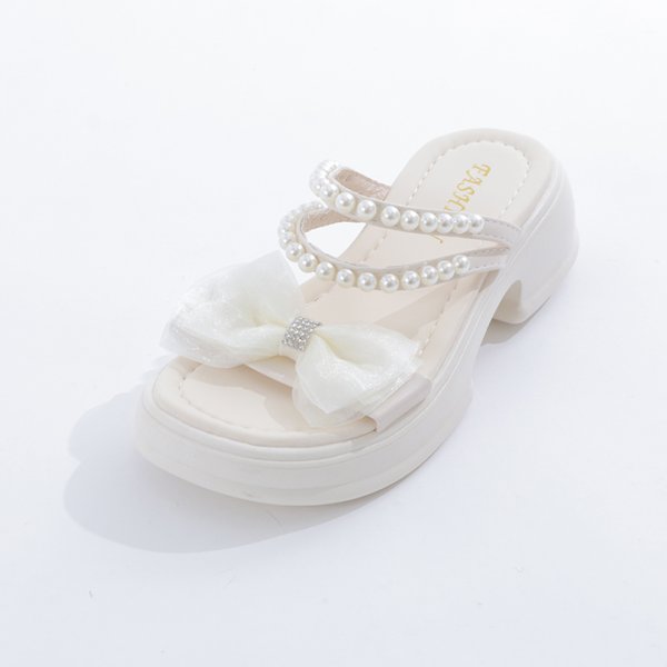 画像14: 【即日発送】【水着小物：ビーチサンダル】パール付き/ リボン/ 厚底サンダル[YMT] (14)