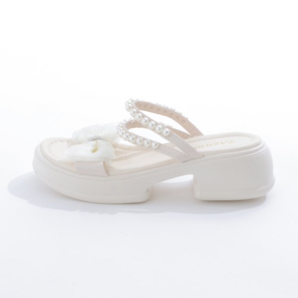 画像11: 【即日発送】【水着小物：ビーチサンダル】パール付き/ リボン/ 厚底サンダル[YMT] (11)