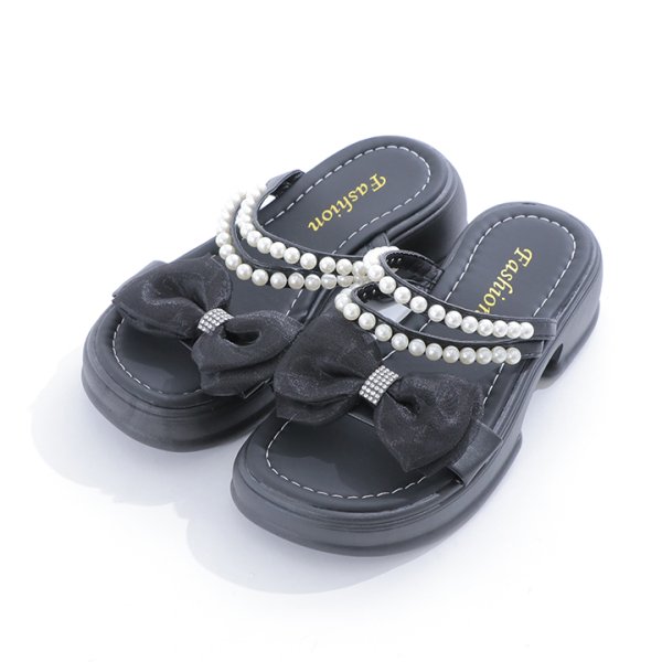 画像9: 【即日発送】【水着小物：ビーチサンダル】パール付き/ リボン/ 厚底サンダル[YMT] (9)