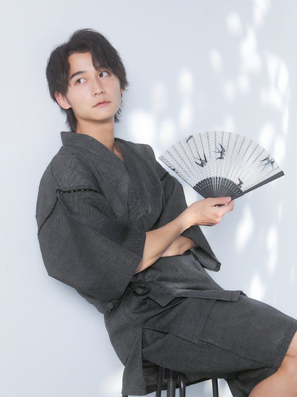 画像7: 【即日発送】【メンズ甚平】ダークグレー甚平【甚平・下駄セット】[OF04] (7)