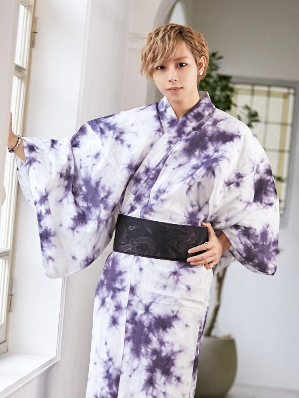 画像3: 【即日発送】【浴衣セット】タイダイ柄メンズ浴衣【浴衣３点セット 浴衣/帯/下駄】[HC02] (3)