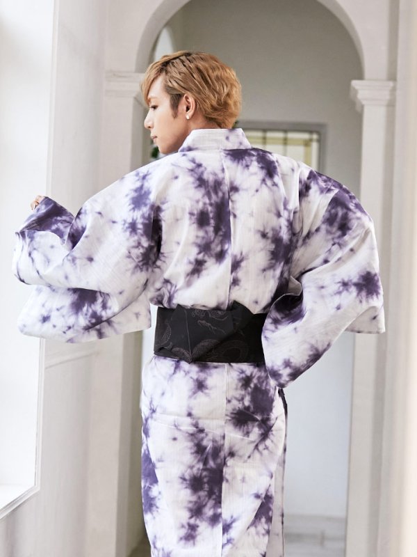 画像4: 【即日発送】【浴衣セット】タイダイ柄メンズ浴衣【浴衣３点セット 浴衣/帯/下駄】[HC02] (4)