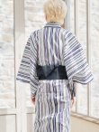画像5: 【メンズ浴衣】白地×スタイリッシュストライプ浴衣【浴衣３点セット 浴衣/帯/下駄】（OBI-MS-001-ok-1-NV）[YMT] (5)