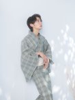 画像10: 【即日発送】【メンズ浴衣】グリーンベージュモダン浴衣【浴衣３点セット 浴衣/帯/下駄】[FB03] (10)