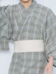 画像16: 【即日発送】【メンズ浴衣】グリーンベージュモダン浴衣【浴衣３点セット 浴衣/帯/下駄】[FB03] (16)
