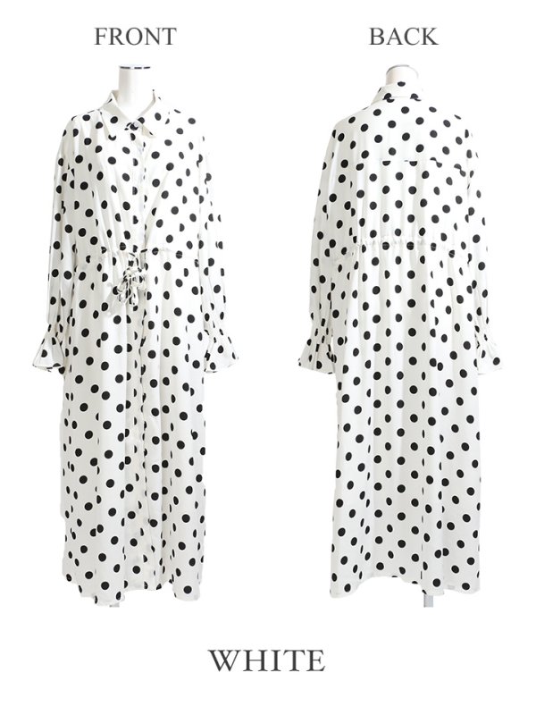 画像10: 真優川 咲ちゃんコラボ【ルームウェア】ルームローブワンピ/ ドット/羽織り/ 清楚ワンピ【HC02】 (10)