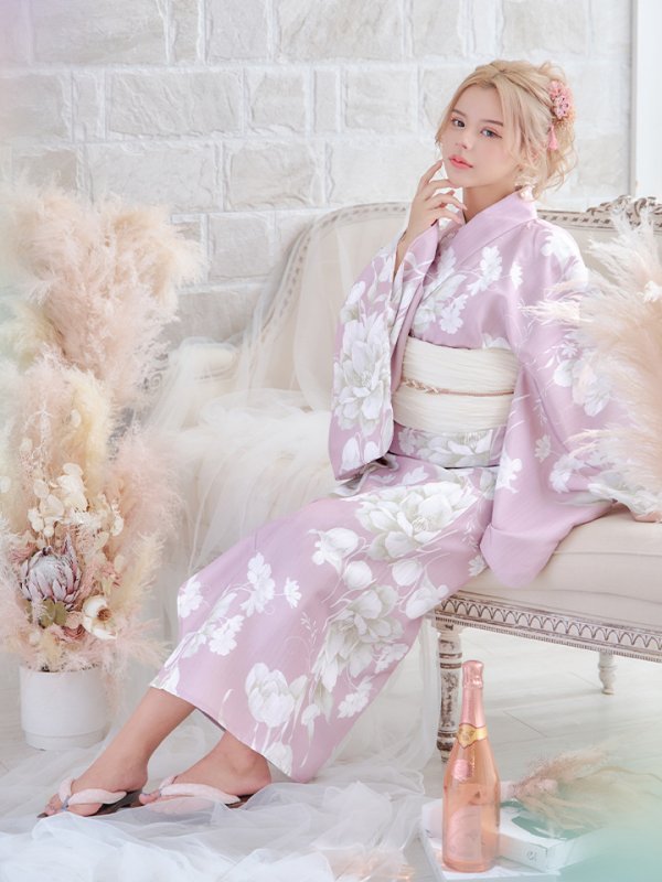 画像10: 【即日発送】【浴衣セール！】【浴衣】大胆な牡丹が咲き誇るピンク地浴衣  【浴衣３点セット 浴衣/帯/下駄】[YMT] (10)