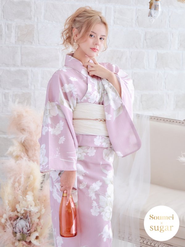 画像2: 【即日発送】【浴衣セール！】【浴衣】大胆な牡丹が咲き誇るピンク地浴衣  【浴衣３点セット 浴衣/帯/下駄】[YMT] (2)