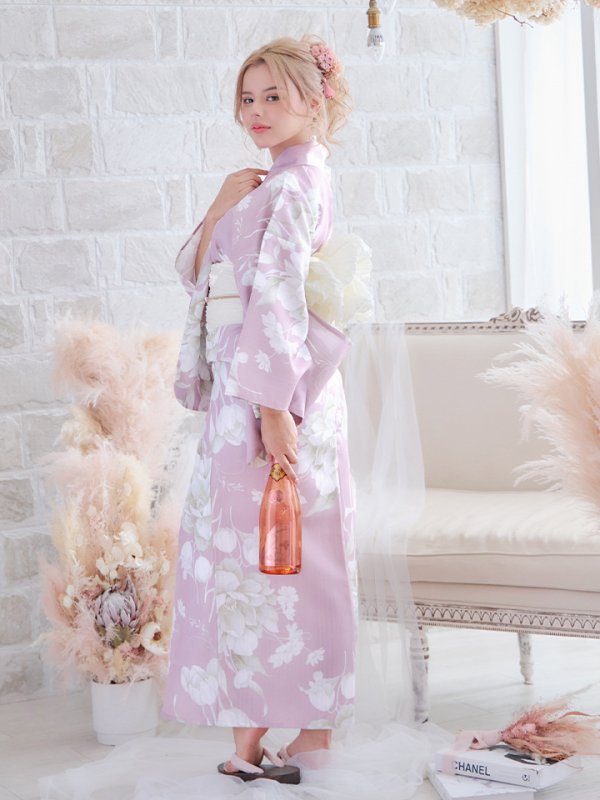 画像4: 【即日発送】【浴衣セール！】【浴衣】大胆な牡丹が咲き誇るピンク地浴衣  【浴衣３点セット 浴衣/帯/下駄】[YMT] (4)