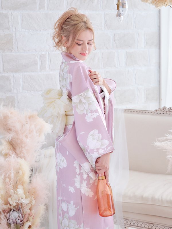 画像8: 【即日発送】【浴衣セール！】【浴衣】大胆な牡丹が咲き誇るピンク地浴衣  【浴衣３点セット 浴衣/帯/下駄】[YMT] (8)