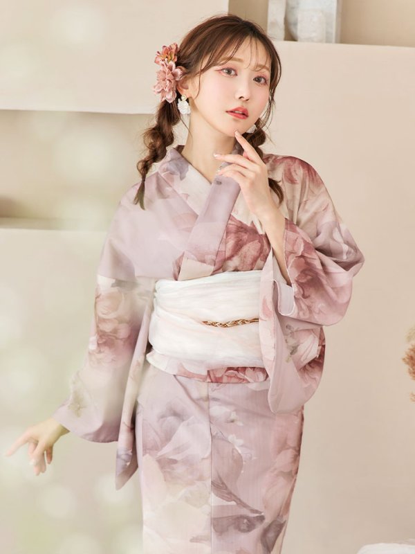 画像17: 【即日発送】アンティークフラワーピンク浴衣  【浴衣３点セット 浴衣/帯/下駄】[YMT] (17)