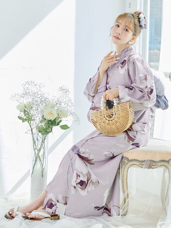 画像2: 【即日発送】【浴衣セール！】ロマンティックピオニー浴衣  【浴衣３点セット 浴衣/帯/下駄】[YMT] (2)