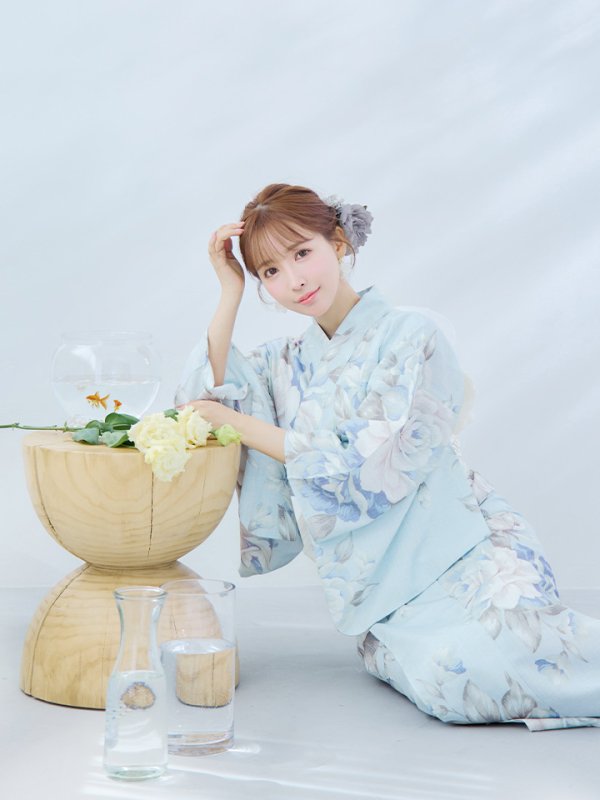 画像17: 【即日発送】クラシカルローズブルー浴衣  【浴衣３点セット 浴衣/帯/下駄】[YMT] (17)