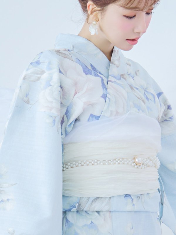 画像19: 【即日発送】クラシカルローズブルー浴衣  【浴衣３点セット 浴衣/帯/下駄】[YMT] (19)