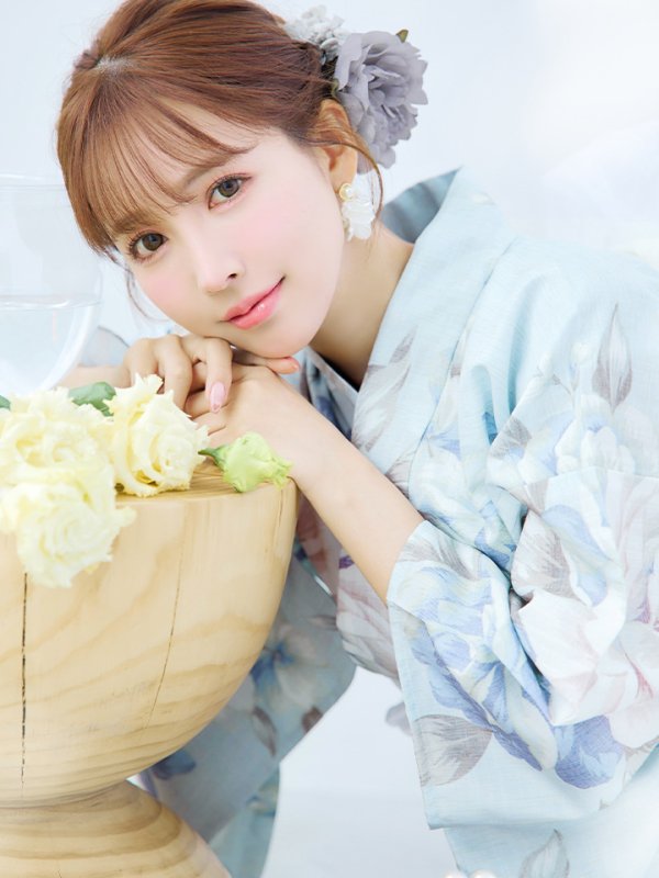 画像9: 【即日発送】クラシカルローズブルー浴衣  【浴衣３点セット 浴衣/帯/下駄】[YMT] (9)