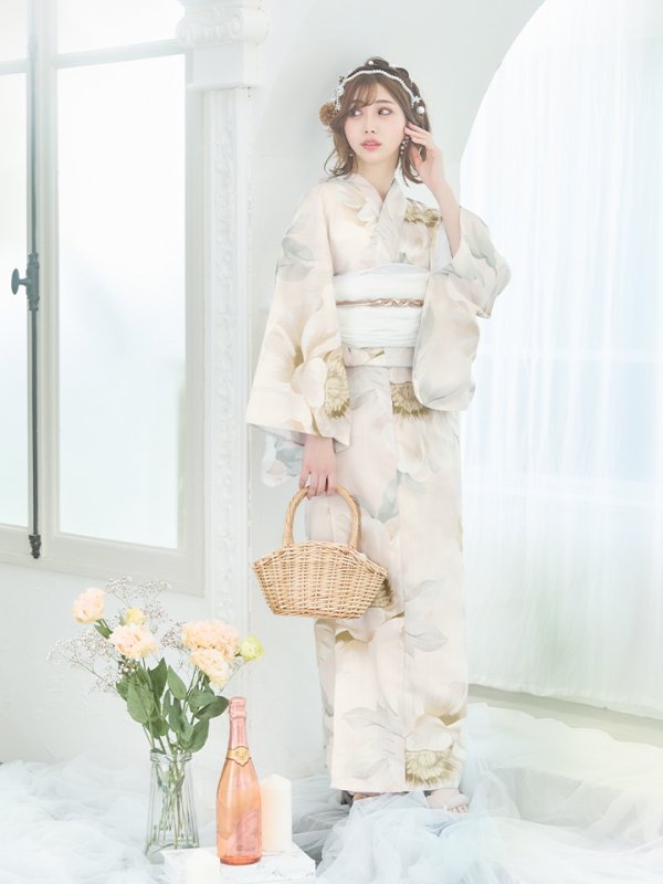 画像15: 【即日発送】クリームイエローピオニー浴衣  【浴衣３点セット 浴衣/帯/下駄】[YMT] (15)