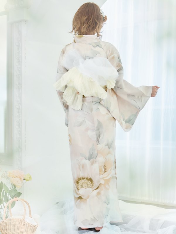 画像17: 【即日発送】クリームイエローピオニー浴衣  【浴衣３点セット 浴衣/帯/下駄】[YMT] (17)