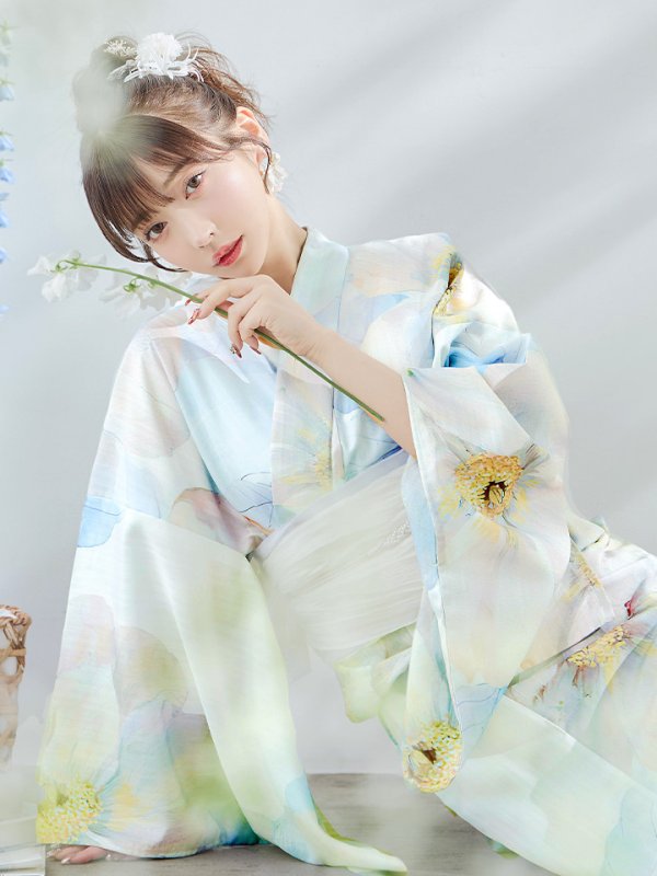 画像2: 【即日発送】アイシーフラワー牡丹浴衣  【浴衣３点セット 浴衣/帯/下駄】[YMT] (2)