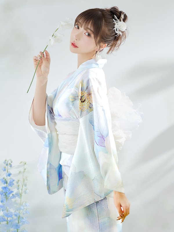 画像3: 【即日発送】アイシーフラワー牡丹浴衣  【浴衣３点セット 浴衣/帯/下駄】[YMT] (3)