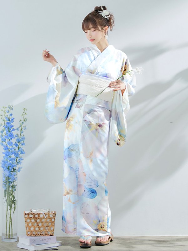 画像4: 【即日発送】アイシーフラワー牡丹浴衣  【浴衣３点セット 浴衣/帯/下駄】[YMT] (4)