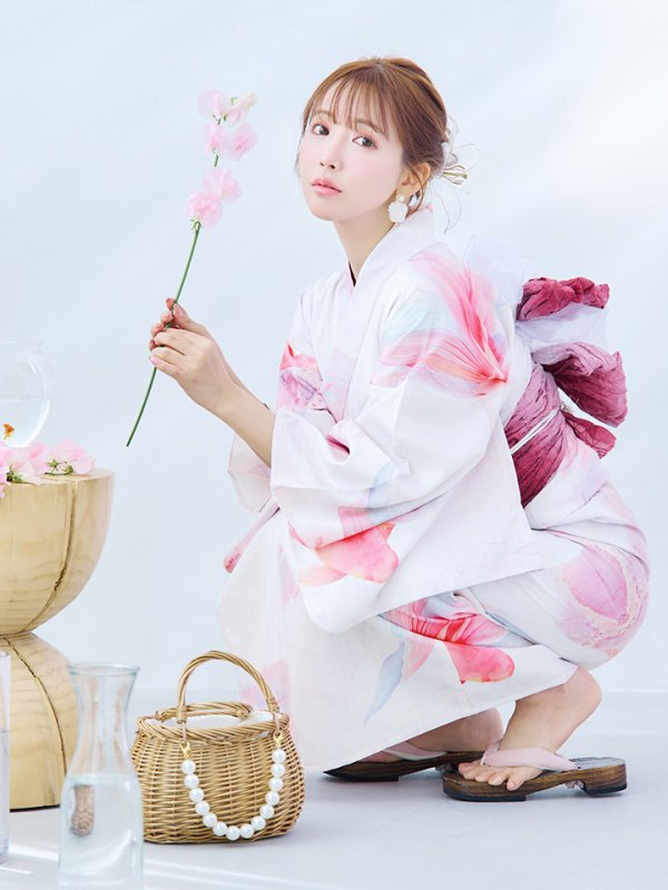 画像15: 【即日発送】ニュアンスピンク金魚浴衣  【浴衣３点セット 浴衣/帯/下駄】[YMT] (15)