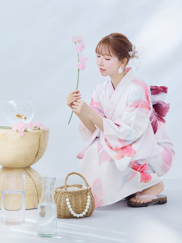 画像17: 【即日発送】ニュアンスピンク金魚浴衣  【浴衣３点セット 浴衣/帯/下駄】[YMT] (17)