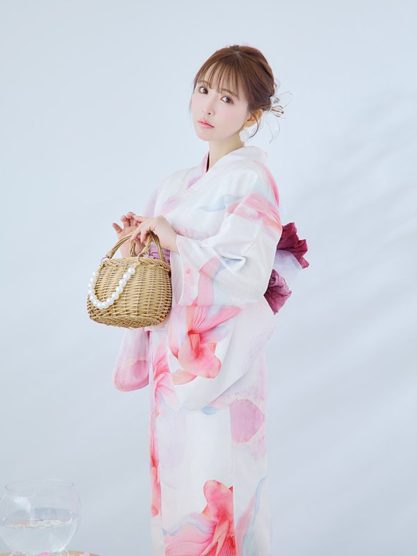 画像8: 【即日発送】ニュアンスピンク金魚浴衣  【浴衣３点セット 浴衣/帯/下駄】[YMT] (8)