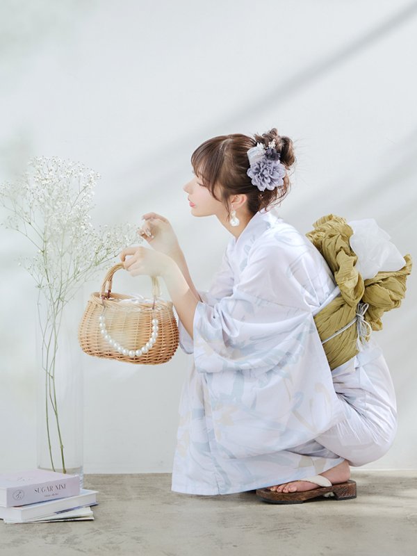 画像10: 【即日発送】ニュアンスフラワーベージュ浴衣  【浴衣３点セット 浴衣/帯/下駄】[YMT] (10)